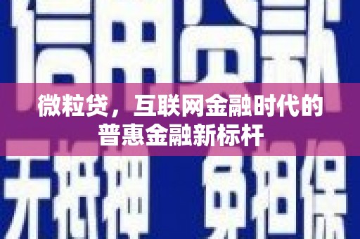 泗阳微粒贷，互联网金融时代的普惠金融新标杆