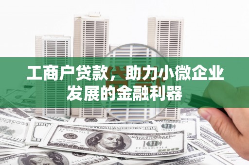 泗阳工商户贷款,助力小微企业发展的金融利器 泗阳工商户贷款,助力小微企业发展的金融利器