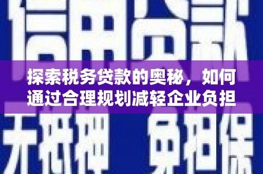 泗阳探索税务贷款的奥秘，如何通过合理规划减轻企业负担