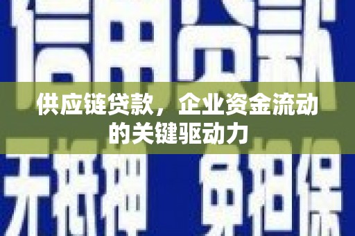 泗阳供应链贷款，企业资金流动的关键驱动力