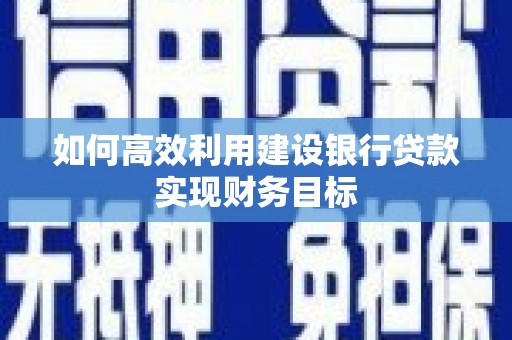 泗阳如何高效利用建设银行贷款实现财务目标