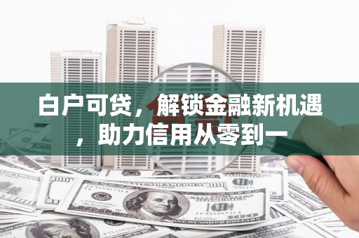 泗阳白户可贷，解锁金融新机遇，助力信用从零到一