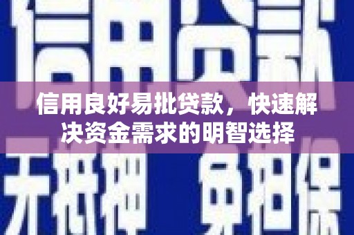 泗阳信用良好易批贷款，快速解决资金需求的明智选择
