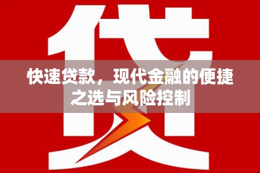 泗阳快速贷款，现代金融的便捷之选与风险控制