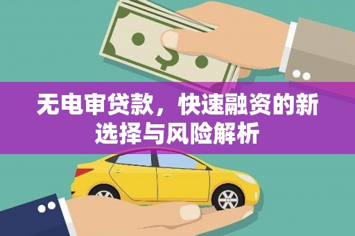 泗阳无电审贷款，快速融资的新选择与风险解析