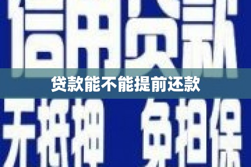 泗阳贷款能不能提前还款