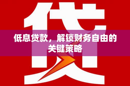 泗阳低息贷款，解锁财务自由的关键策略