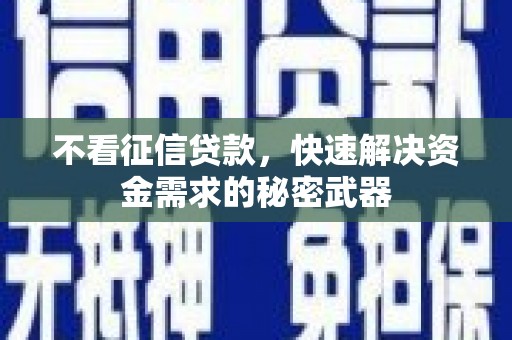 泗阳不看征信贷款，快速解决资金需求的秘密武器