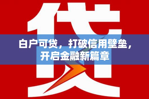 泗阳白户可贷，打破信用壁垒，开启金融新篇章