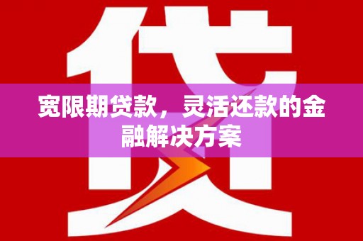 泗阳宽限期贷款，灵活还款的金融解决方案