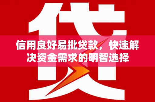 泗阳信用良好易批贷款，快速解决资金需求的明智选择