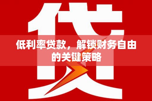 泗阳低利率贷款，解锁财务自由的关键策略