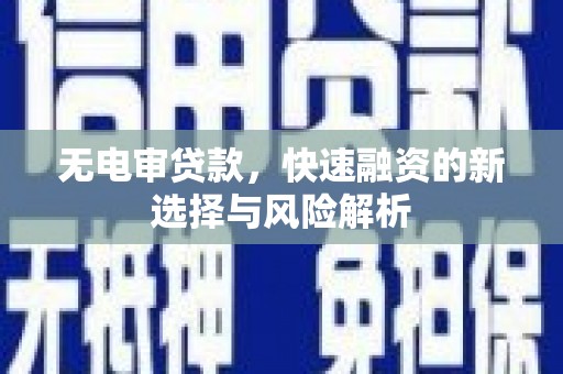泗阳无电审贷款，快速融资的新选择与风险解析