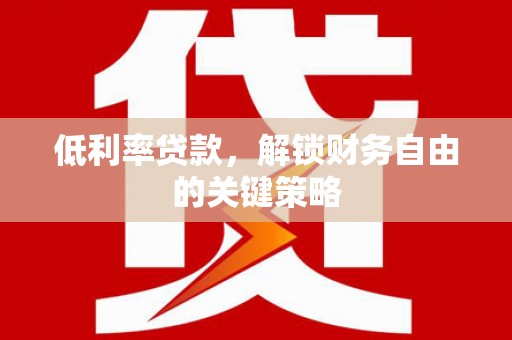 泗阳低利率贷款，解锁财务自由的关键策略