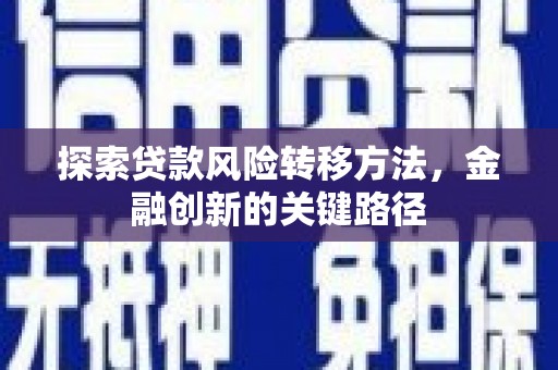 泗阳探索贷款风险转移方法，金融创新的关键路径