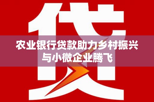 泗阳农业银行贷款助力乡村振兴与小微企业腾飞