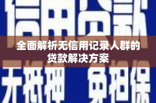 泗阳全面解析无信用记录人群的贷款解决方案